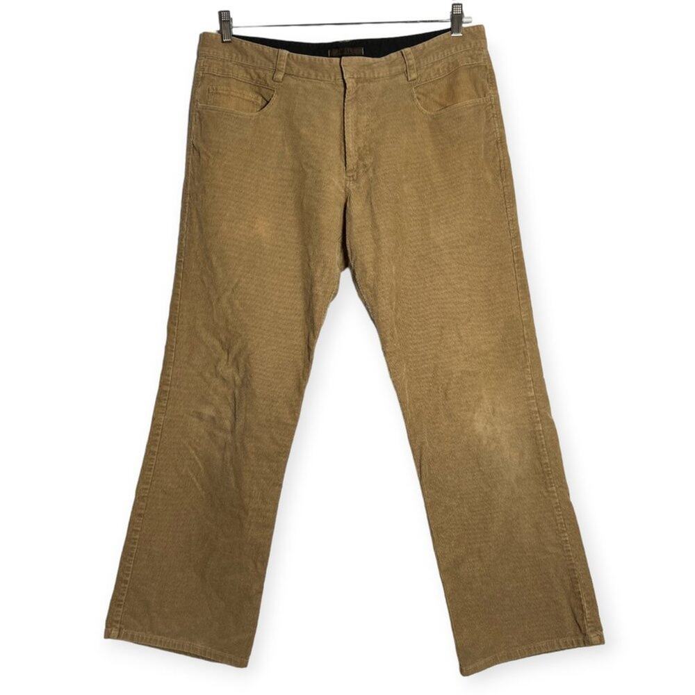 REISS Abyss Cotton Twill Pants 36x30 Brown Textured Straight Leg Tailored Fit
